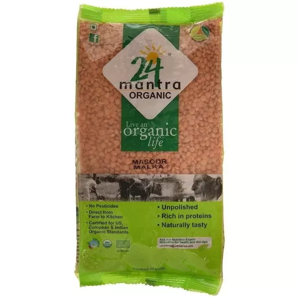 24 Mantra Organic Masoor Malka Dal - 500 gm
