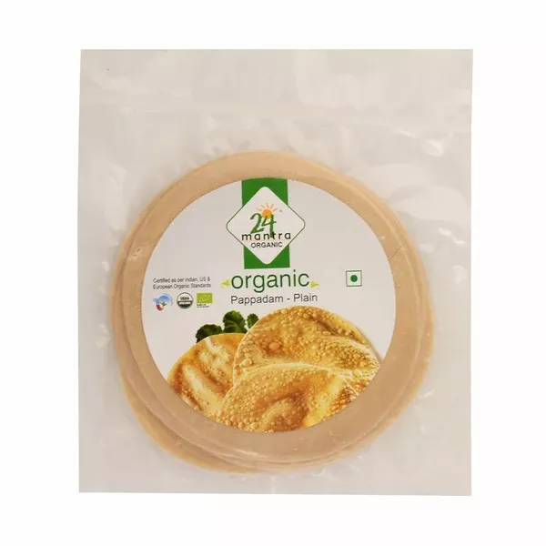 24 Mantra Organic Pappadam - Plain - 100 gm