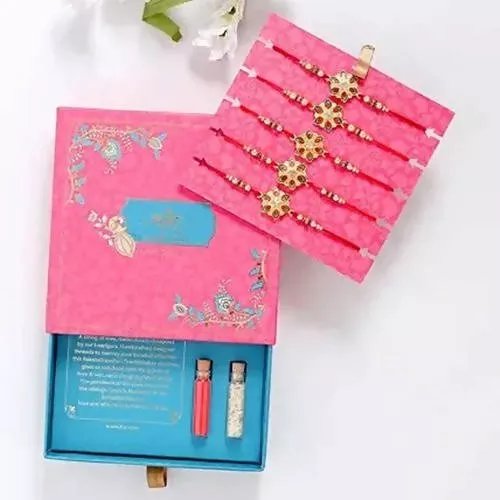 Alluring Meenakari Set of 5 Rakhi - Combo Pack