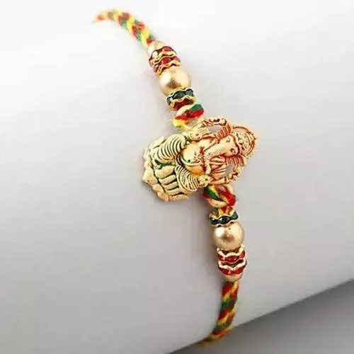 Authentic Design Ganesha Rakhi & Fruit N Nut Chocolates - Combo Pack