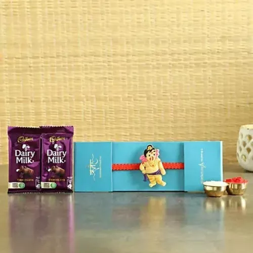 Bal Ganesha Rakhi & Dairy Milk Chocolates - Combo Pack