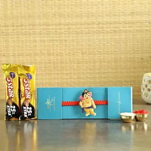 Bal Ganesha Rakhi & Five Star Chocolates - Combo Pack