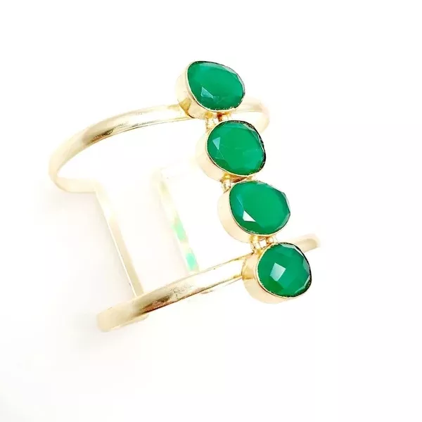 Bling Accessories Natural stone Brass Cuff Bracelet