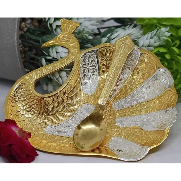 Chahat Premium Living Brass Table Peacock
