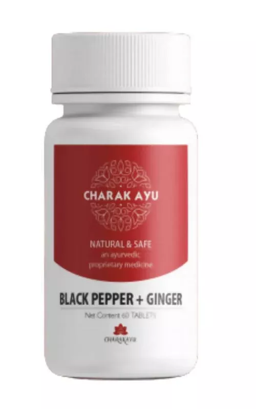 Charakayu Black Pepper + Ginger Tablets - 60 Tab