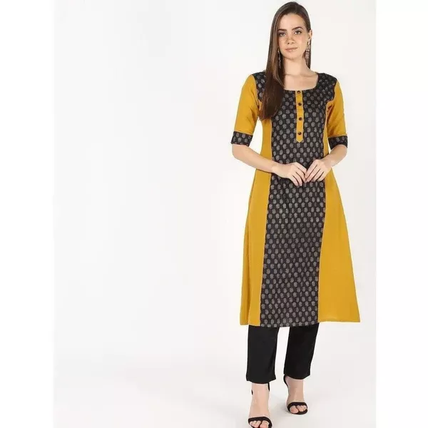 Cheera Front Printed Painal Aline Kurta - S