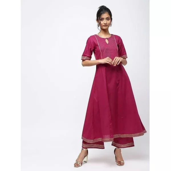 Cheera Kalidar Anarkali With Front Youk Design Kurta With Eligant Border Designer Plazo - S