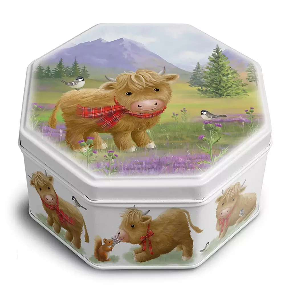 Cute Cow Octagonal tin with Petticoat Tails from Campbells