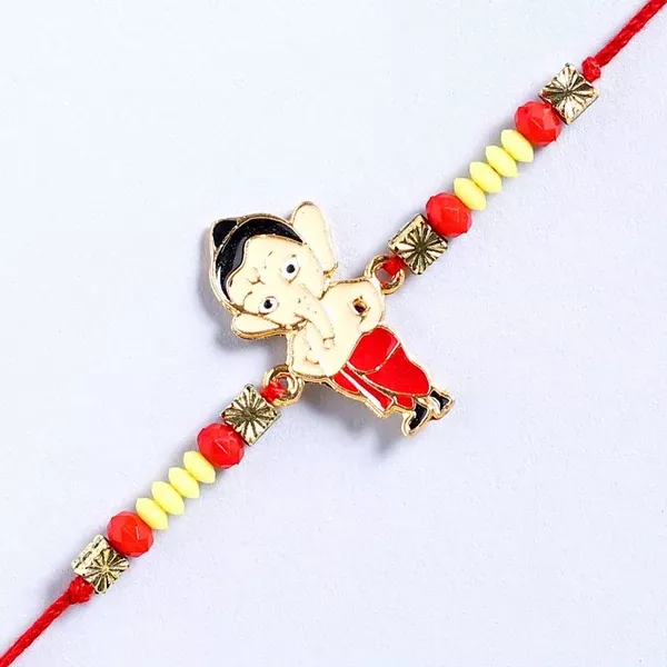 Cute Ganesha Rakhi & Silk Chocolates - Rakhi Combo