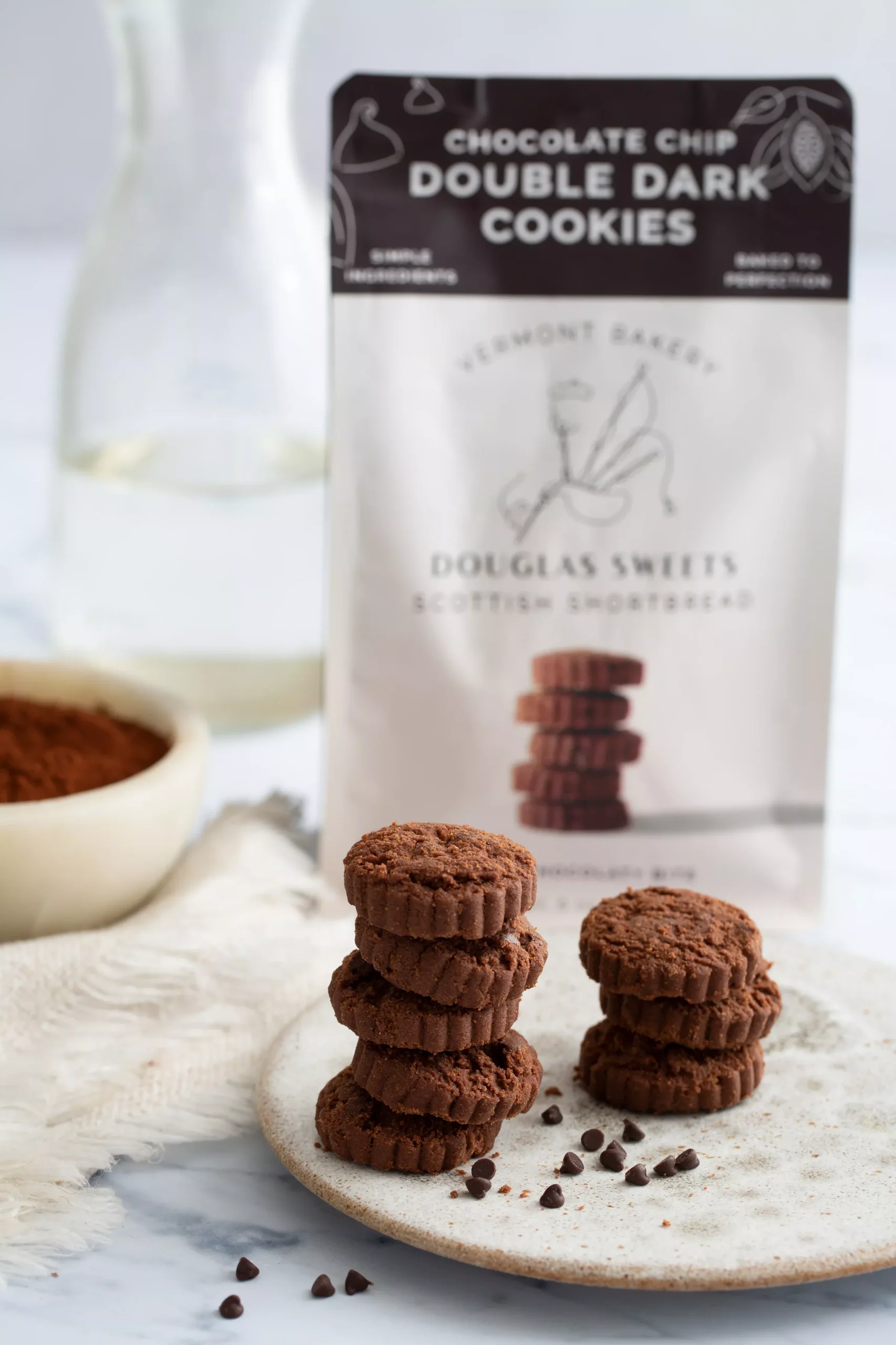 Double Dark Chocolate Chip Shortbread Cookies