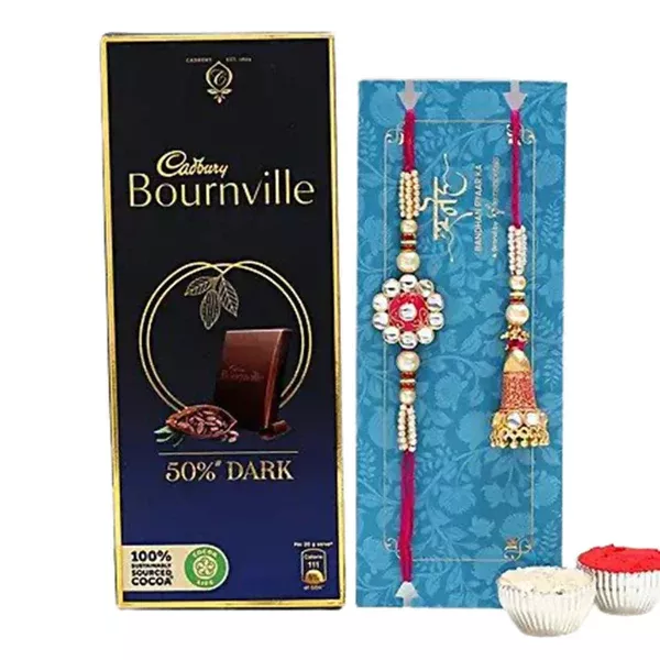 Ethnic Lumba Rakhi Set And Bournville - Combo Pack