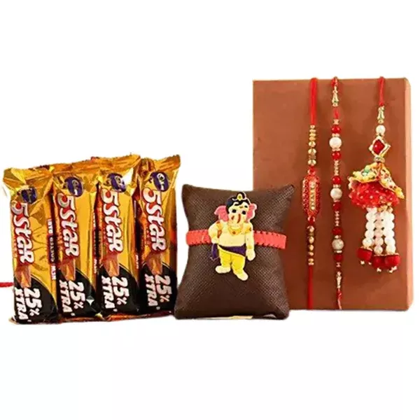 Family Rakhi Set With Five Star Chocolates - Combo Pack