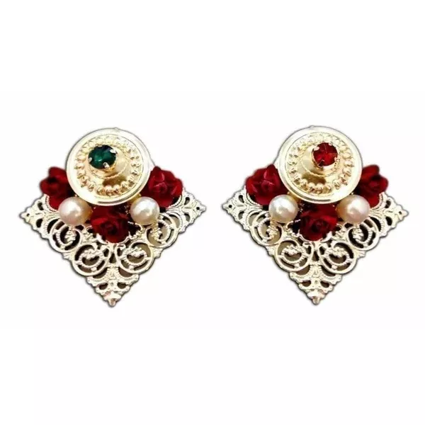 Fancy Kumkum Holders with Kundans and Roses - 1 piece