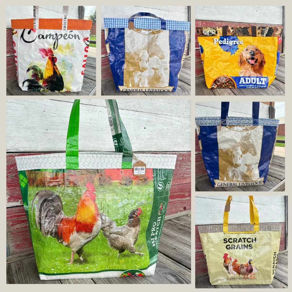 Handmade Lined Feedbag Tote