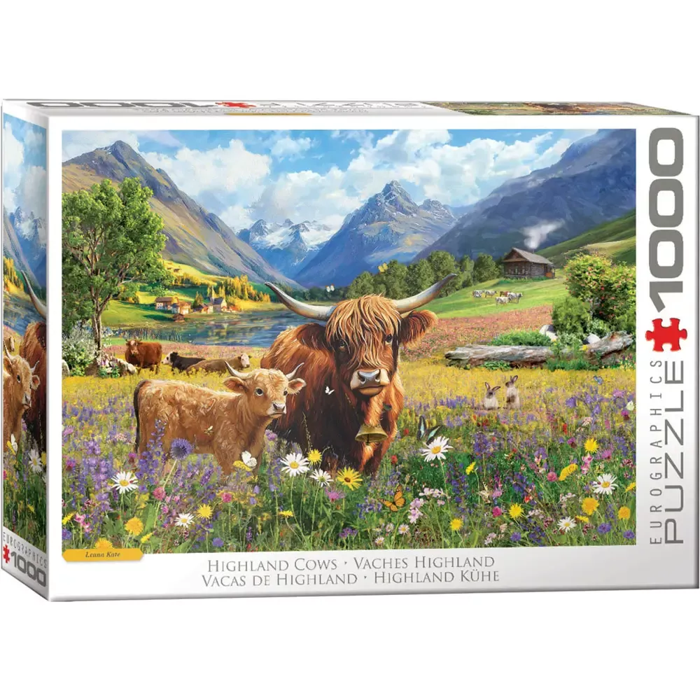 Highland Cows in Meadow Puzzle - 1000 pieces