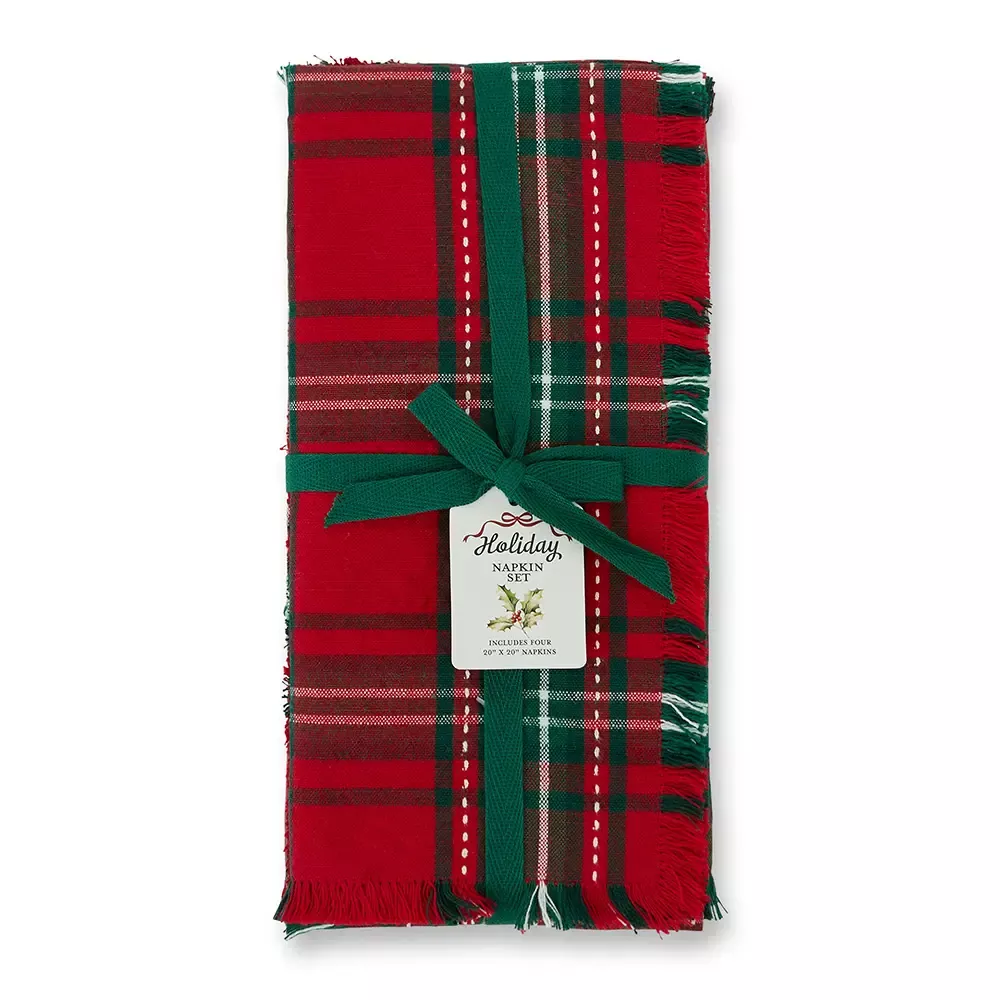 Holiday Red Plaid Napkins - set of four