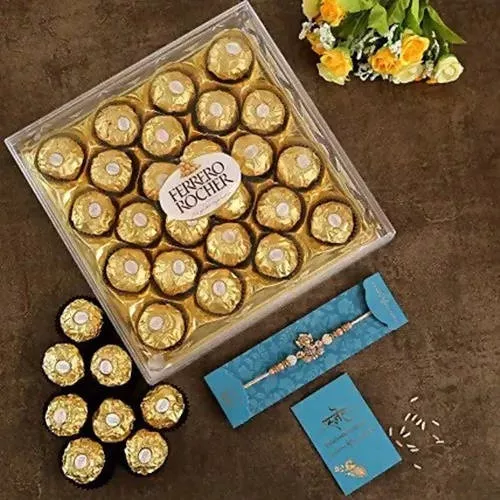 Holy Ganesha Rakhi & 24 Pcs Ferrero Rocher - Combo Pack