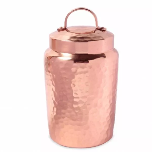 Isha Life Hammered Copper Container with Lid - 450 Ml
