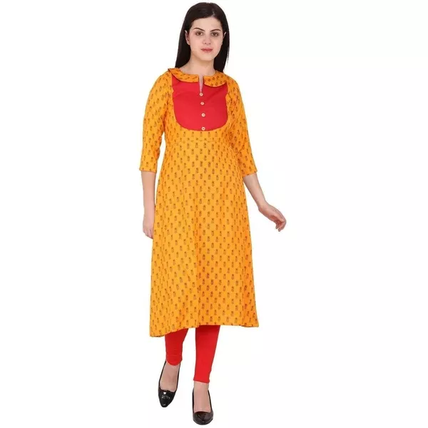 Kanoor Women's Multi Rayon A-Line Kurti - Multi - S