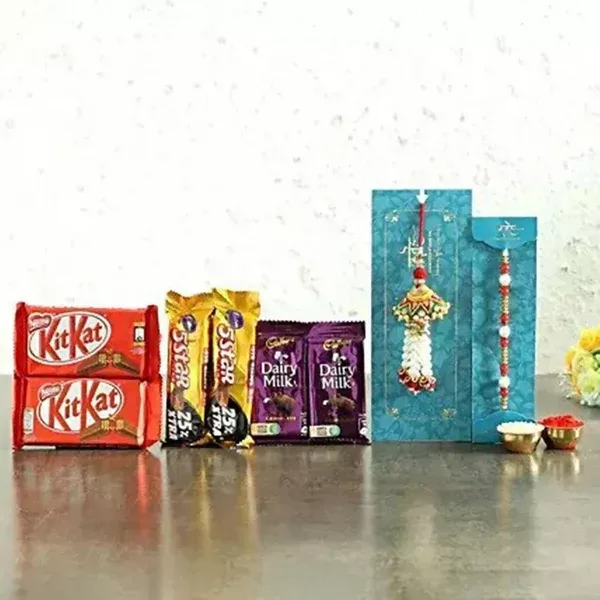 Lumba Rakhi Set And Chocolates Hamper - Combo Pack