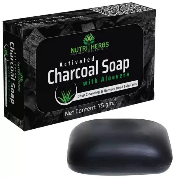 Nutriherbs Aloevera Activated Charcoal Soap - 75 gm