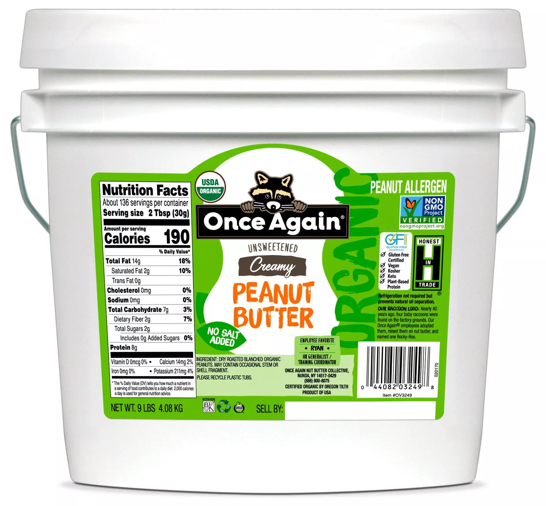 Organic Peanut Butter Bucket