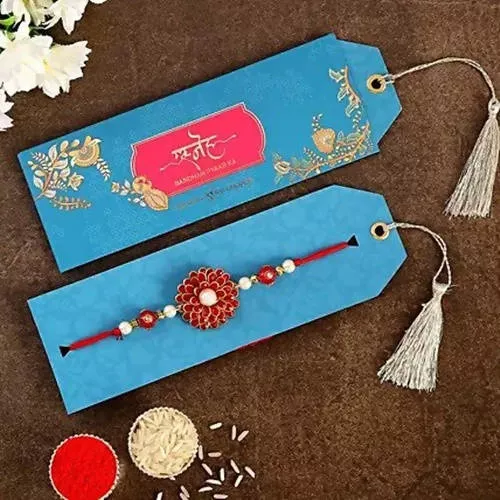 Premium Beads Flower Design Rakhi - Combo Pack