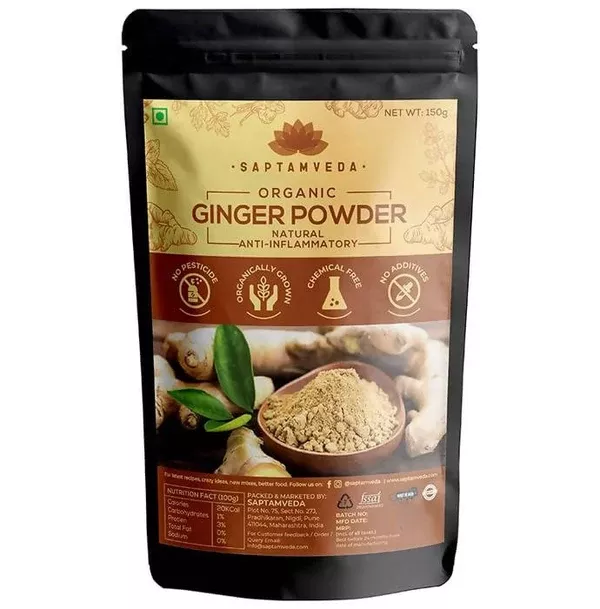 Saptamveda Organic Dry Ginger Powder - 150 gm