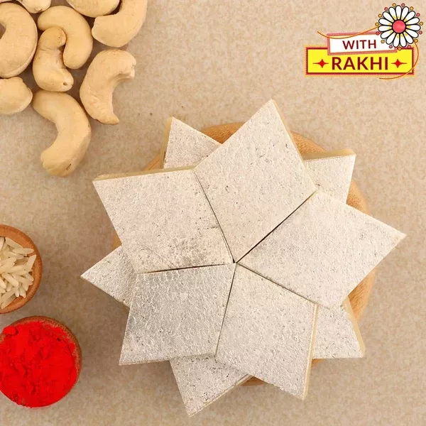 Set of 4 Pretty Pearls Rakhi and Kaju Katli Box - Combo