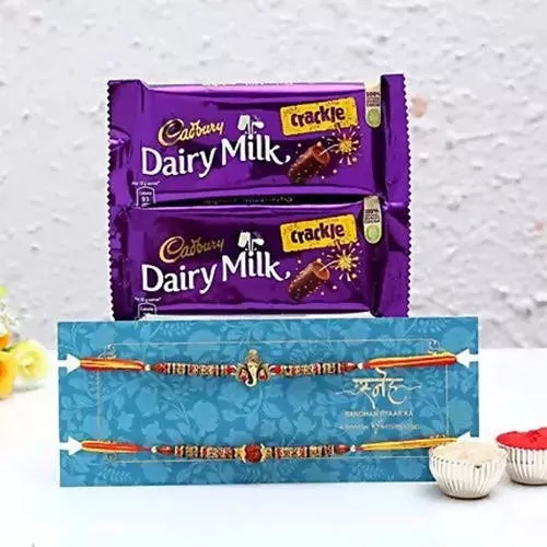 Shree Rakhi Set and Dairy Milk Crackle Chocolates - Combo