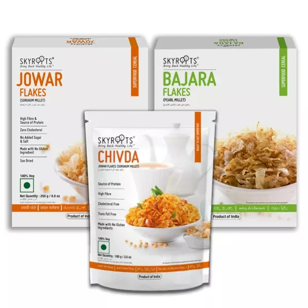 Skyroots Jowar Flakes + Bajara Flakes + Jowar Flakes Chivda Combo Pack - Combo Pack
