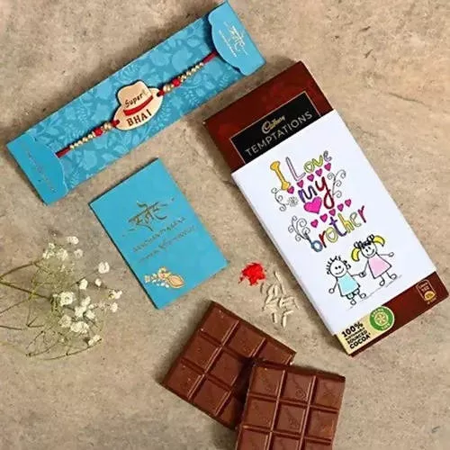 Super Bhai Rakhi & I Love My Bro Chocolate Sleeve - Combo