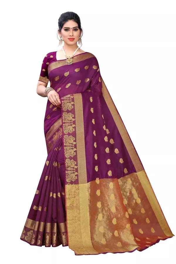 Vamika Banarasi Jacquard Weaving Wine Red Saree