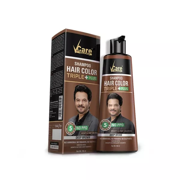 VCare Shampoo Hair Colour Triple Plus - Deep Brown - 180 ml