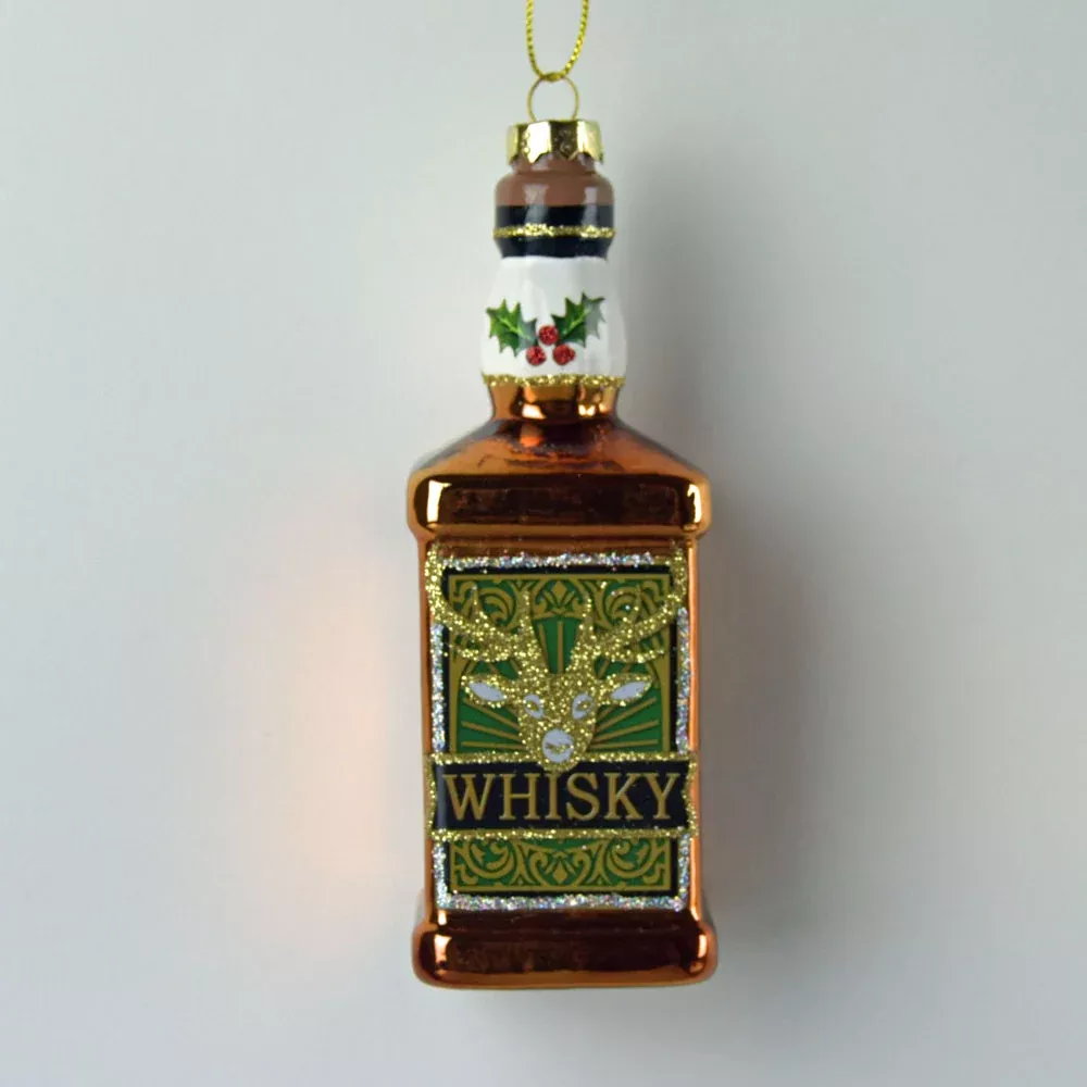 Whisky Bottle Glass Ornament