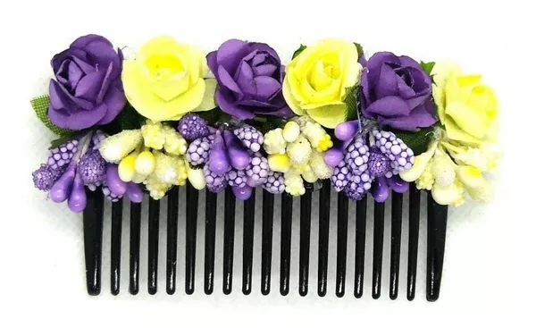 Yellow & Blue Flower Hair comb